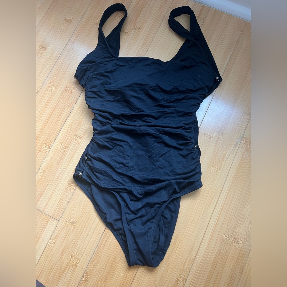 Carmen Marc Valvo shirred one piece